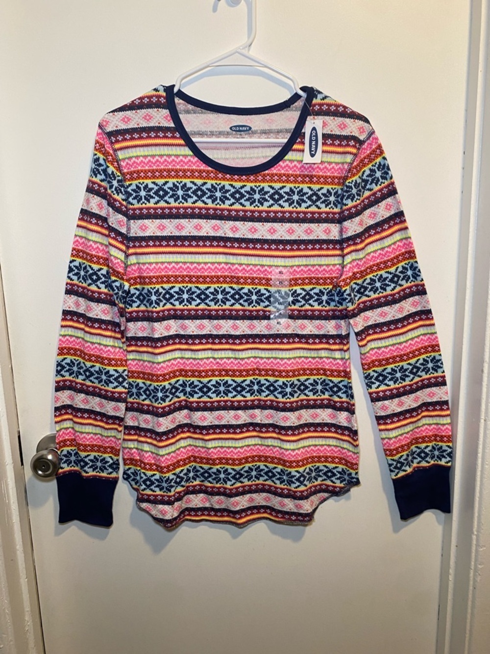 Old Navy Striped Fair Isle Pajama - Pink, Navy, Yellow